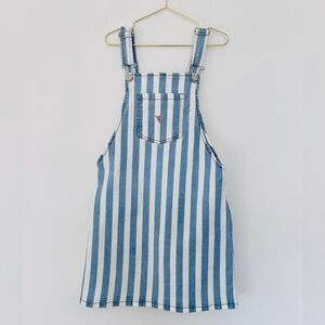 Guess Vintage Girls Blue and White Striped Pinafore Overall Dress Size 8